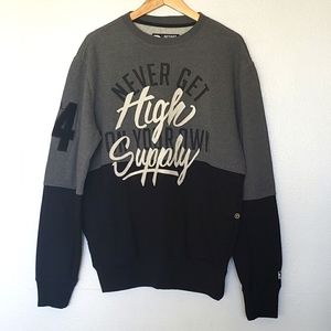 DSTRXBT Never Get High On Your Own Suppy Pullover Sweatshirt Black Gray Size M